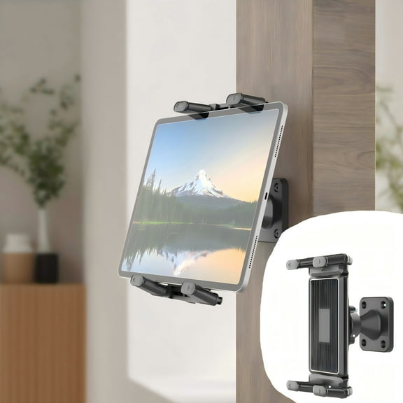 ZZkhGO Wall Mounted Universal Phone Holder, Adjustable Tablet Stand for Cement Wood Walls, Mounting Bracket for 4.7-15 Inch Devices