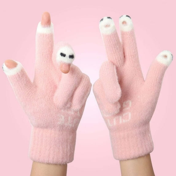 ZZkhGO Women's Open Finger Winter Gloves, Thickened Wool Knitted Touchscreen Gloves, Warm Cold Weather Handwear Gift