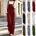 thumbnail image 1 of ZZkhGO Women's Solid Color Corduroy Overall Jumpsuit Adjustable Strap Wide Leg Sleeveless Jumpsuit with Side Pockets, 1 of 7