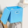 thumbnail image 1 of ZZkhGo 11 Inch Blue Cloth Organizer Bin for Shelves, Closet, Nursery, Car & Home | Collapsible Space-Saving Design for Toys, Clothes & Accessories Foldable Fabric Storage Cube with Lid, 1 of 5