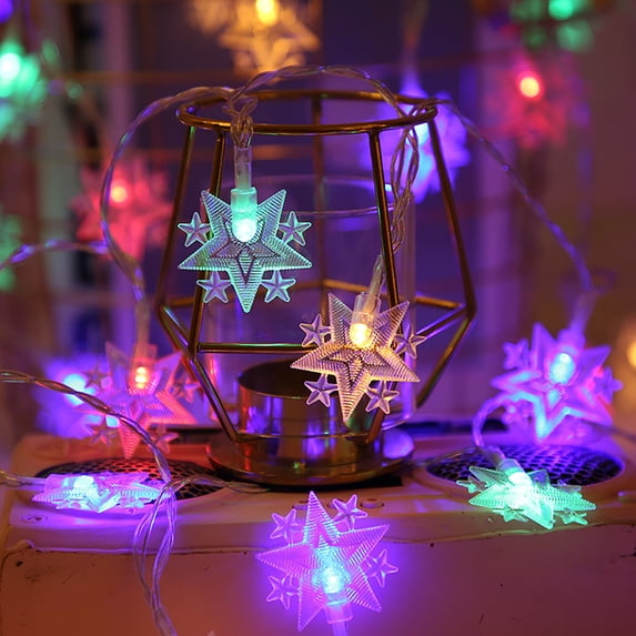 Star String Lights 19.69ft 40 LED Battery Operated Indoor Outdoor Flashing PVC Decorative Fairy Christmas Wedding Party Bedroom Curtain Tree DIY Holiday Warm White Easy Install