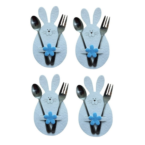 ZZkhGo 4 pcs Easter Cutlery Bag Set Festive Party Decoration Tableware Storage 18x9.8 cm Silverware Holder Holiday Table Decor Flatware Organizer