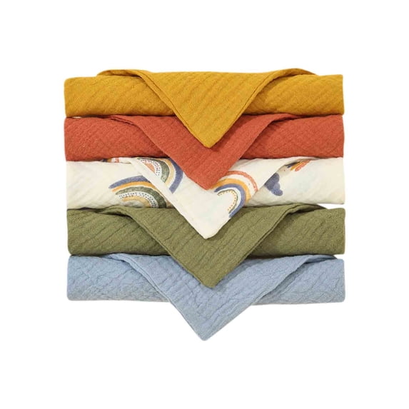 Usbinx Life 5 Pack Cotton Gauze Bibs Soft Absorbent Burp Cloths Newborn Feeding Towels Multi Color Set