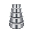 thumbnail image 1 of ZZkhGo 5 Piece Stainless Steel Airtight Food Storage Bowl Set with Lids Nesting Mixing Bowls for Refrigeration and Serving, 1 of 7