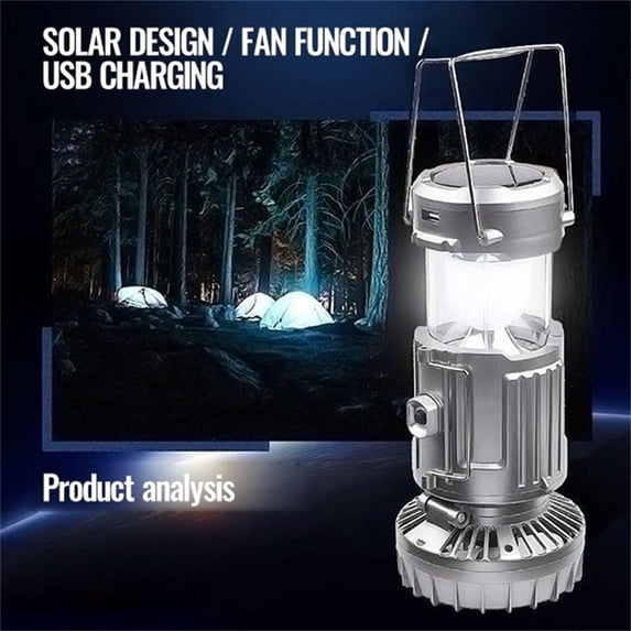 ZZkhGo Camping Tent Fan with LED Light USB Foldable Portable Multi-Function for Outdoor Strong Wind Quiet