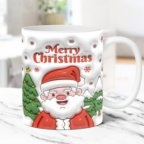 ZZkhGo Ceramic Snowman Inflated Mug 350ml Dishwasher Microwave Safe Holiday Coffee Tea Cup 1pc Cute Puffy Snowman Handle Festive Gift-Ready Ceramic Mug
