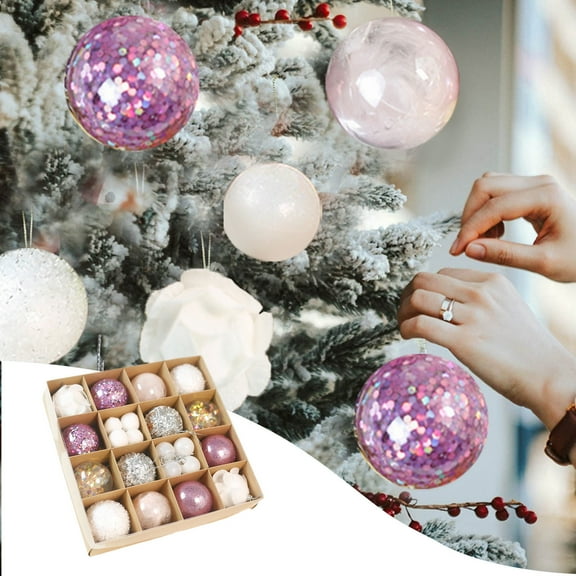 ZZkhGo Christmas Electroplated Ball Set 30pcs 6cm 3cm Shatterproof Plastic Colorful Tree Hanging Ornaments Gold Red Pink