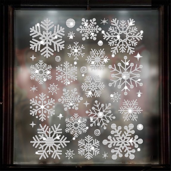 ZZkhGo Christmas Snowflake Window Sticker Wall Door Decal Removable Festive DIY Home Bathroom Holiday Decor