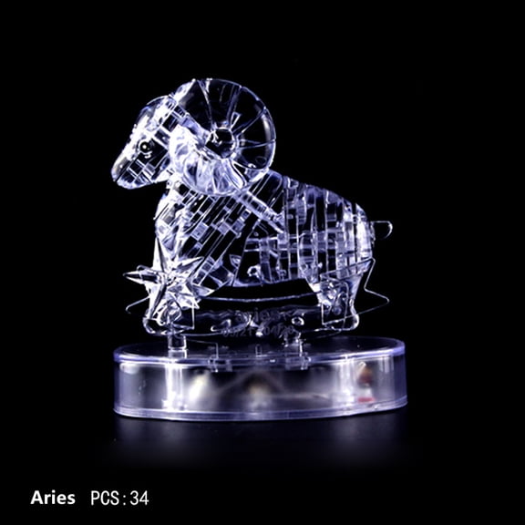 ZZkhGo Crystal Puzzle Jigsaw Clear Twelve 12 Astrology Flash LED Light 3D Brain Teaser Game