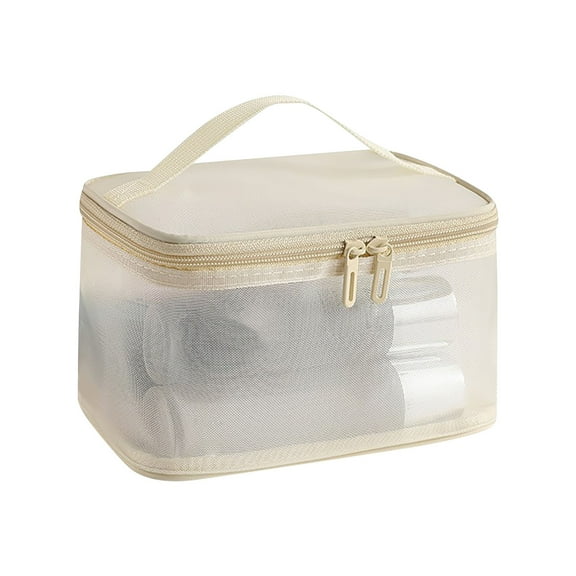 ZZkhGo Double-layer Mesh Makeup Bag Travel Portable Toiletries Bag Large Capacity Cosmetic Storage Bag Makeup Brushes Storage Bag