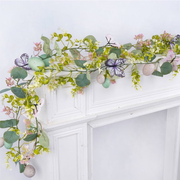 ZZkhGo Easter Egg Artificial Green Wreath Indoor Holiday Decoration Realistic Colors Suitable for Spring Celebrations Wall Product Lightweight Decor Material