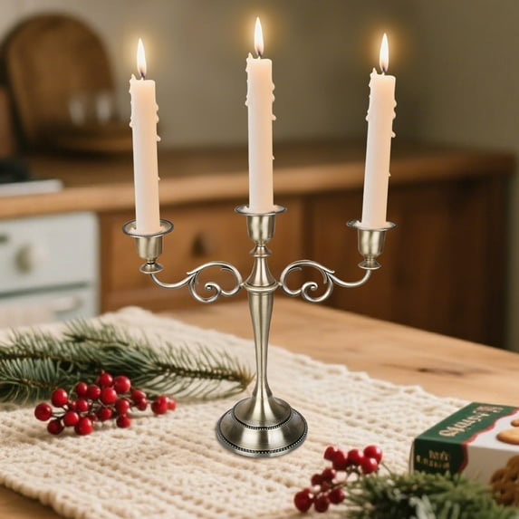 ZZkhGo European Candlestick Three-Headed Ornaments Vintage Romantic Wedding Props Candlelight Dinner Restaurant Hotel Metal Home Decoration Holder