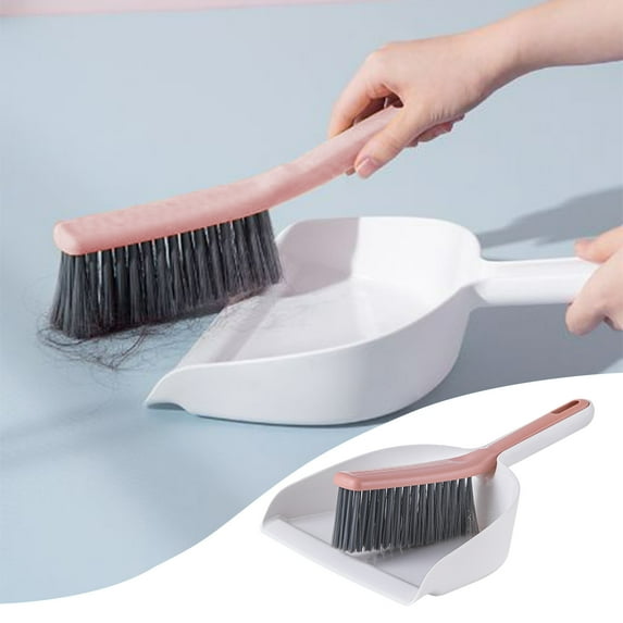 ZZkhGo Handheld Besom and Dustpan Set Compact Sweep Kit Mini Broom and Pan Lightweight Small for Tabletop Car Sofa Kitchen 27.5x14.5cm