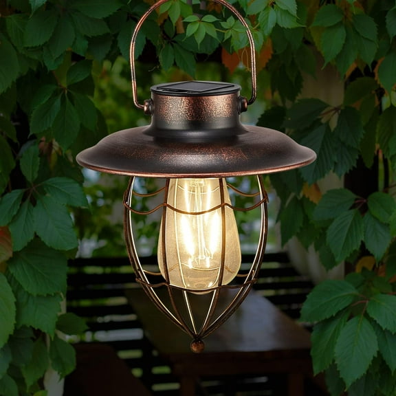 ZZkhGo Home Decoration Solar Lanterns Outdoor Hanging 18x21 cm Metal Vintage Heart Shape Warm White LED Lights Waterproof IP65 for Garden Patio Yard Tree Copper Finish Christmas Decor