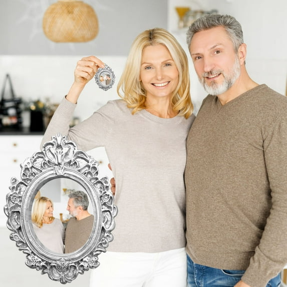 ZZkhGo Mini Antique Style House Photo Frame Resin Decorative Small Desktop Picture Holder 7.1x5.3cm Vintage Table Frame Gift