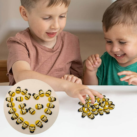 ZZkhGo Pack of 100 Small Wooden Bee Embellishments Yellow Painted Flat Back Craft Buttons 1.2 cm DIY Scrapbooking Decorations