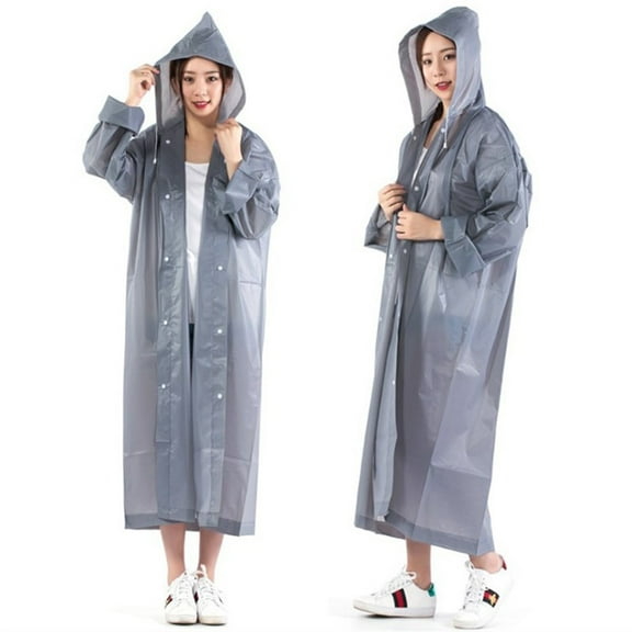 ZZkhGo Reusable Transparent Raincoat Poncho EVA Packable One Size Fits Most Hooded Waterproof Emergency Rain Cape 110cm Lightweight