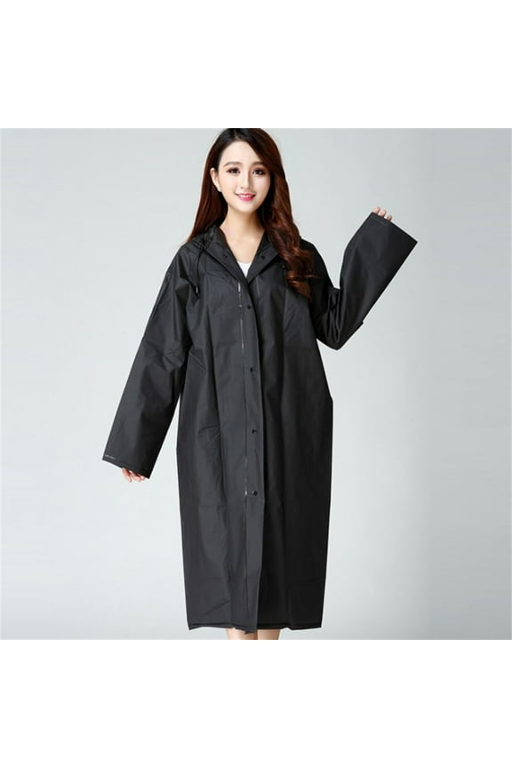 Reusable Transparent Raincoat Poncho EVA Packable One Size Fits Most Hooded Waterproof Emergency Rain Cape 110cm Lightweight