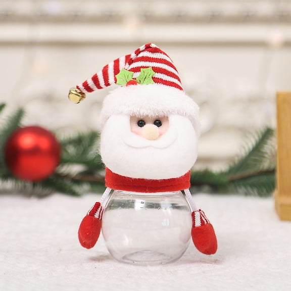 ZZkhGo Santa Claus Transparent Plastic Candy Box Novelty Holiday Treat Container Reusable Seasonal Gift Packaging Decorative Party Favor Display