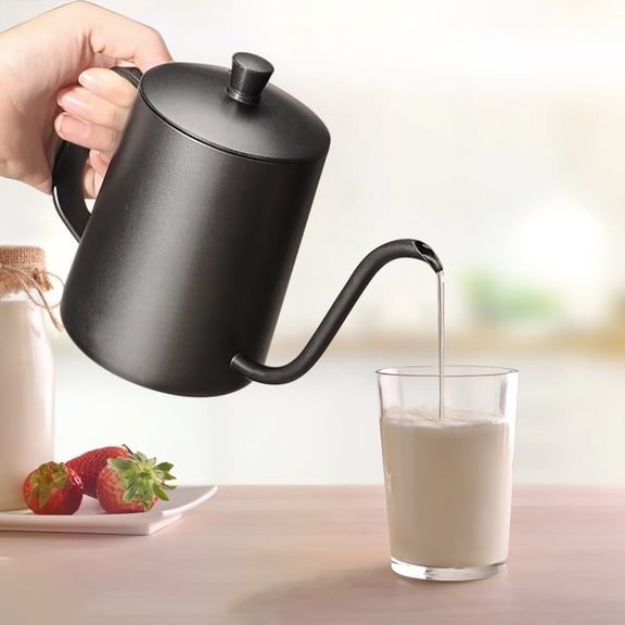 ZZkhGo Stainless Steel Hand Drip Coffee Pot 600ml Long Spout Kettle Gooseneck Pour Over Brewer for Travel Home Black