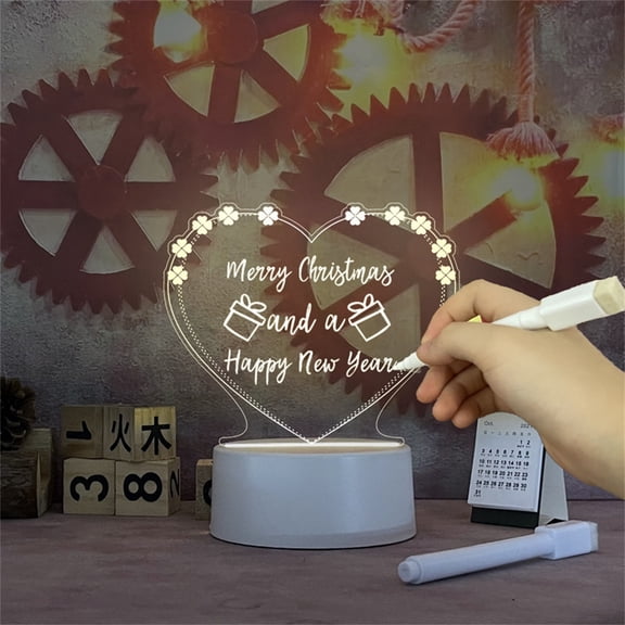 ZZkhGo USB LED Note Message Board Acrylic Light with Whiteboard Pen Children Decorative Night Lamp Writing Holiday Gift for Kids Adjustable Brightness