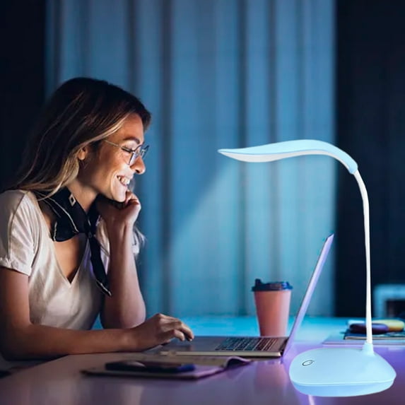 ZZkhGo USB Rechargeable Eye Care Desk Lamp Bedside Reading Light Adjustable Brightness Portable Touch Control Three Color Modes 12x16x28.5cm