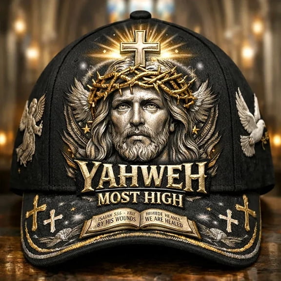 ZZkhGo YAHWEH Baseball Cap Religious Jesus Cross Crown of Thorns Commemorative Adjustable Hat with Embroidery