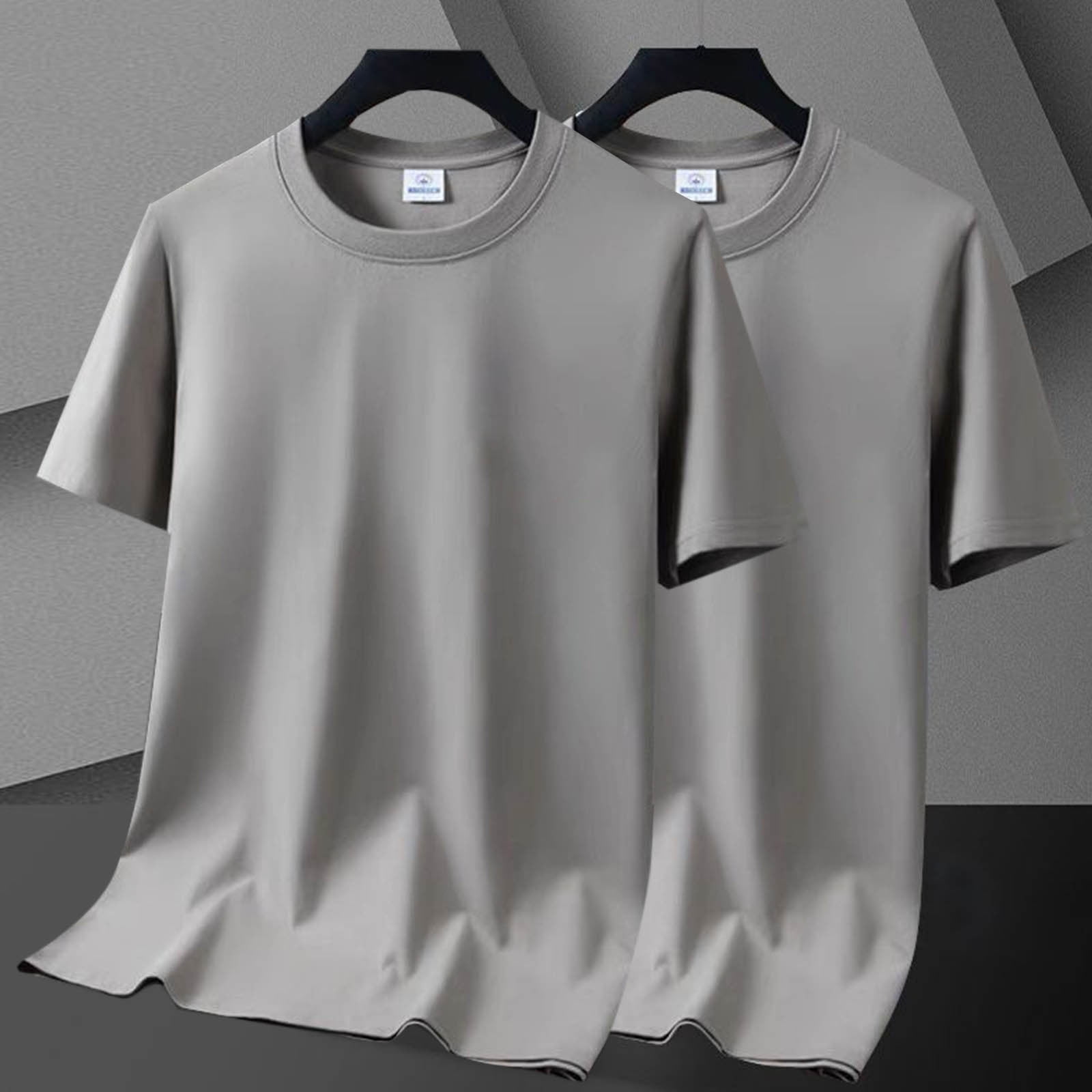 Mancozy 2 Pack Hipster Longline Crewneck T-Shirts For Men - Casual Cotton Blend Tees, White & Light Grey
