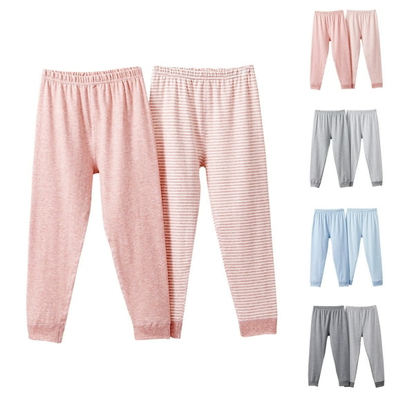 ZZwxWA 2 Pack Toddler Pants Girl Solid Color Leggings Elastic Fashion Trendy Comfy Jogger Sweat Pants Casual Capri Yoga Trousers