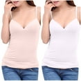 thumbnail image 1 of ZZwxWA 2 Pack Women's Fit Camisole with Built in Bra Slim-Fit Spaghetti Straps Deep V-Neck Camis Tank Tops with Shelf Padded Bra Womens Pure Color Vest up to 50% Off, 1 of 4
