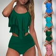 thumbnail image 1 of ZZwxWA 2 Piece Bikini Sets for Women High Waisted Ruffle Halter Swimsuit Trendy Bathing Suits Push Up Summer Beach Wear, 1 of 5