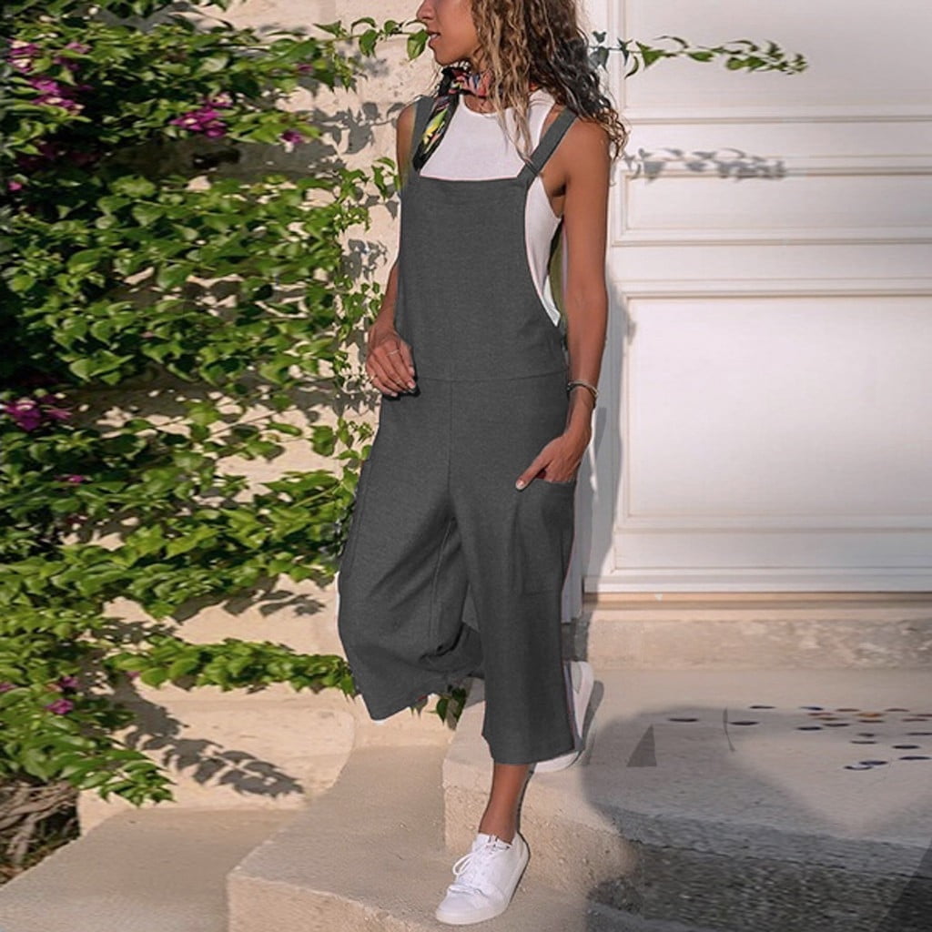 Cassie Button Patch Pocket Suspender Wide Leg Jumpsuit main image 1