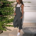 thumbnail image 1 of ZZwxWA 2025 Womens Jumpsuits Straight Womens Tank Rompers with Pocket Cotton Linen Wide Leg Button Summer Vacation Beach Joggers Solid Overalls Suspender Bib, 1 of 8