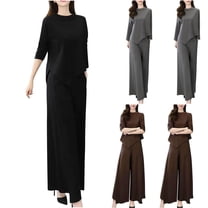 ZZwxWA 2025 Elegant 2 Piece Sets for Women Fall Dressy Wide Leg Pants Pant Suits Wedding Formal Outfit Set Evening Gown Suits