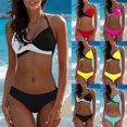 thumbnail image 1 of ZZwxWA 2025 Fashion Split Swimsuit for Women's Sexy 2PC Halter Swimwear Patchwork Sport Bikini Bathing Suit Beachwear, 1 of 7