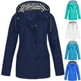 thumbnail image 1 of ZZwxWA 2025 Spring Fashion Womens Raincoat Fit Waterproof Dressy Zip up Rain Jacket Windbreaker with Pockets Hood, 1 of 2
