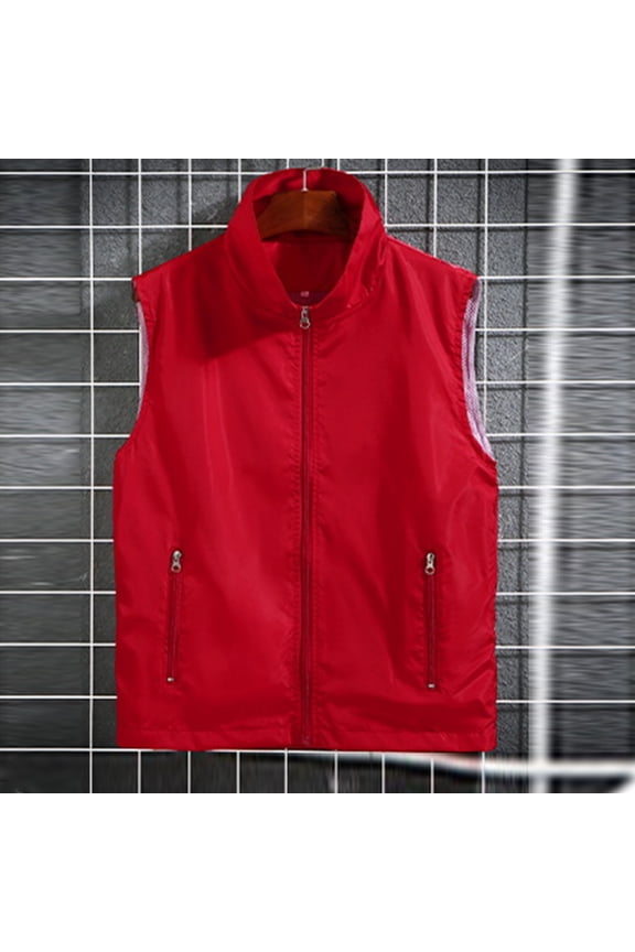 2025 Summer Men's Lightweight Softshell Vest Outerwear Plus Size Windbreaker Sleeveless Jacket with Pockets 50% Off Clear