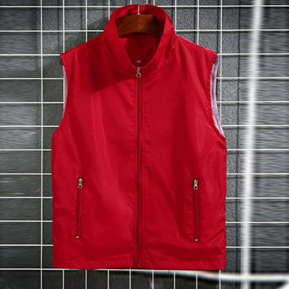 ZZwxWA 2025 Summer Men's Lightweight Softshell Vest Outerwear Plus Size Windbreaker Sleeveless Jacket with Pockets