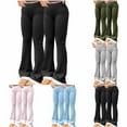 thumbnail image 1 of ZZwxWA 2pack Women's Flare Leggings Belly Control Fold Over Yoga Pants Buttery Soft Mid Rise Comfy Lounge Pants Stretch Trousers, 1 of 7