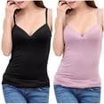 thumbnail image 1 of ZZwxWA 2pcs Camisole for Women Built in Bra V Neck Tank Tops Adjustable Spaghetti Strap Sleeveless Basic Undershirts Womens Slim Sling Vest 50% Off Clear, 1 of 4