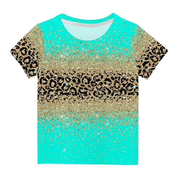 ZZwxWA 3-14 Years Boys and Girls Shirts Short Sleeve Round Neck Glitter Striped Print Casual Tops Summer Holiday Gift Kids T-shirts up to 65% Off