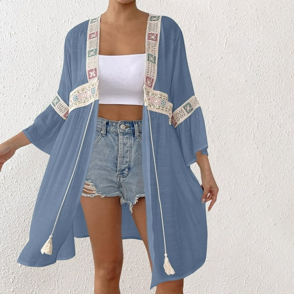 ZZwxWA 3/4 Length Sleeve Womens Tops Round Neck Trendy Casual Blouses Loose Fit Floral T-Shirt Shirts