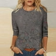 thumbnail image 1 of ZZwxWA 3/4 Length Sleeve Womens Tops Round Neck Trendy Casual Blouses Loose Fit Floral T-Shirt Shirts, 1 of 4