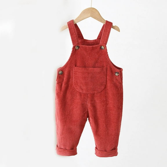 ZZwxWA Baby Boy Girl Corduroy Bib Overalls Cotton Button Suspender Overalls Plain Romper Loose Jumpsuit