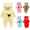 thumbnail image 1 of ZZwxWA Baby Fleece Jumpsuits, Infant Newborn Footed Plush Sleepwear Hooded Romper Warm Coat Bear Ear Snowsuit Footies, 1 of 3