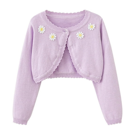 ZZwxWA Baby Girl Clothes Long Sleeve Cardigan Solid Color Shrug Knit Sweater Summer Fall Dress Cover Up Kids Outfit Open Front Button Knit Ruffle Long Sleeve
