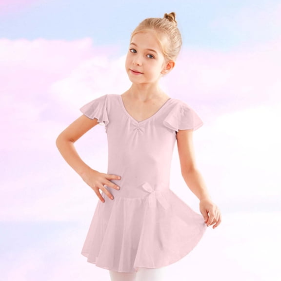 ZZwxWA Ballet Leotards for Girls Short Sleeve Gymnastics Leotards with Tulle Skirt Toddler Dance Outfits Dress Leotard up to 65% Off