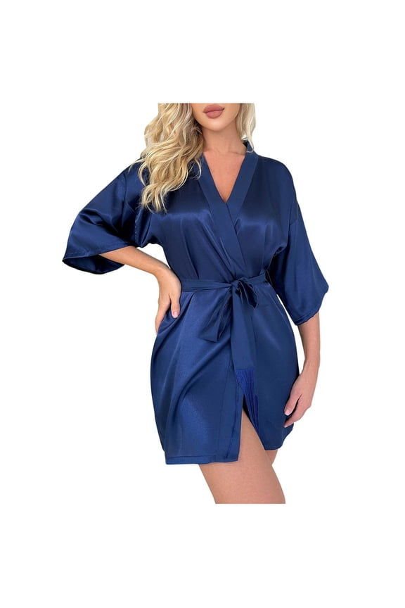 Bath Robe for Women Sexy Short Robes Lounge Silk Robes Sherpa Shower Spa House Robe Fast Dry Soft Solid Pajamas