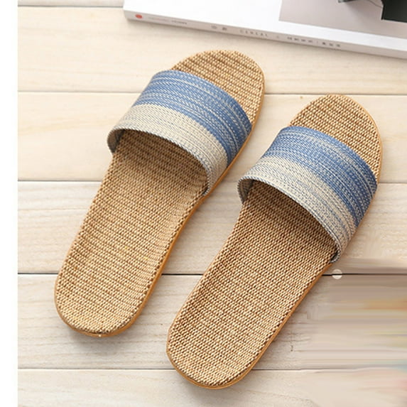 ZZwxWA Beach Slippers For Women Men Couples Slip On Stripe Flat Slides Indoor Home Slippers Causal Comfortable Beach Fashion Shoes Reduced Price
