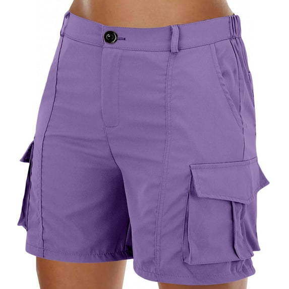 ZZwxWA Bermuda Cargo Shorts for Women Cargo Pants Elastic Waist Knee Length 6 Pockets Althletic Long Shorts for Summer 2025